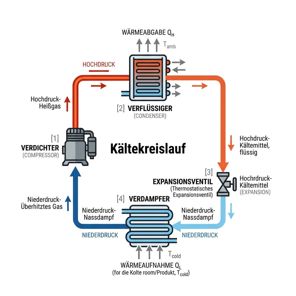 Technisches Diagramm eines Kältekreislaufs